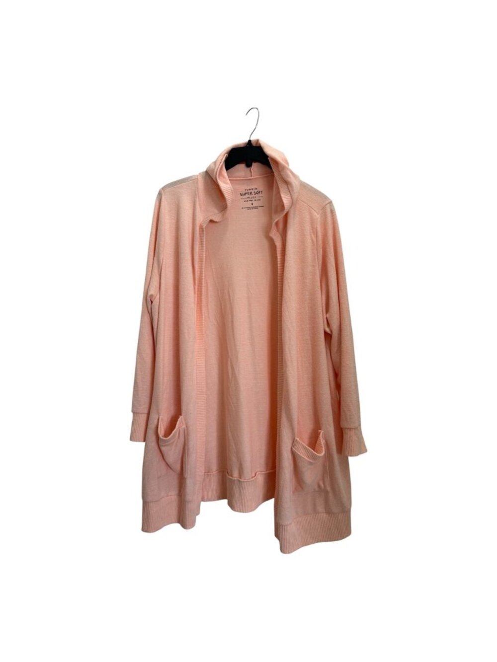 Torrid Cardigan Super Soft 3 3x Peach Sweater Light Weight Open Front Pockets